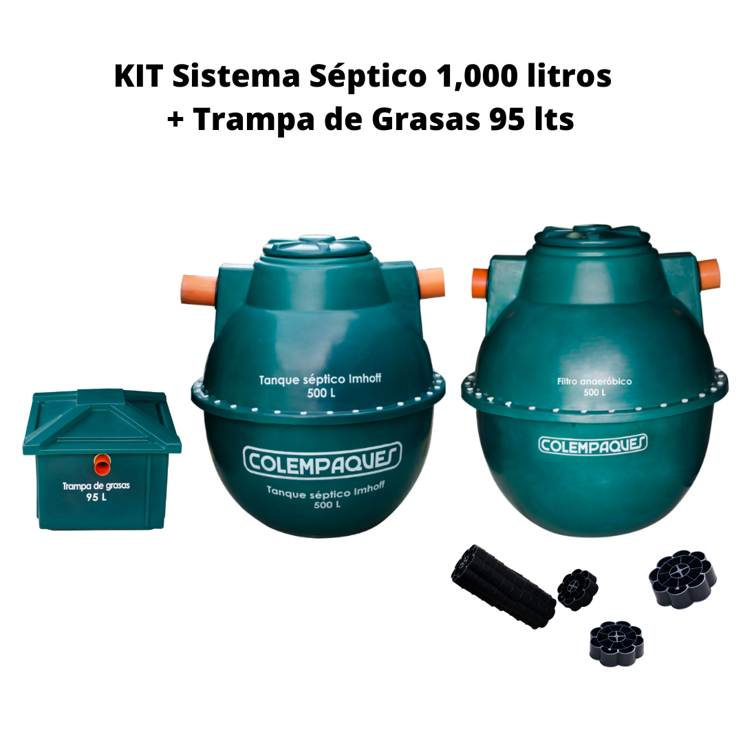 Kit: Sistema Septico Ovoide Modular 1.000 Litros + Trampa de 95 L