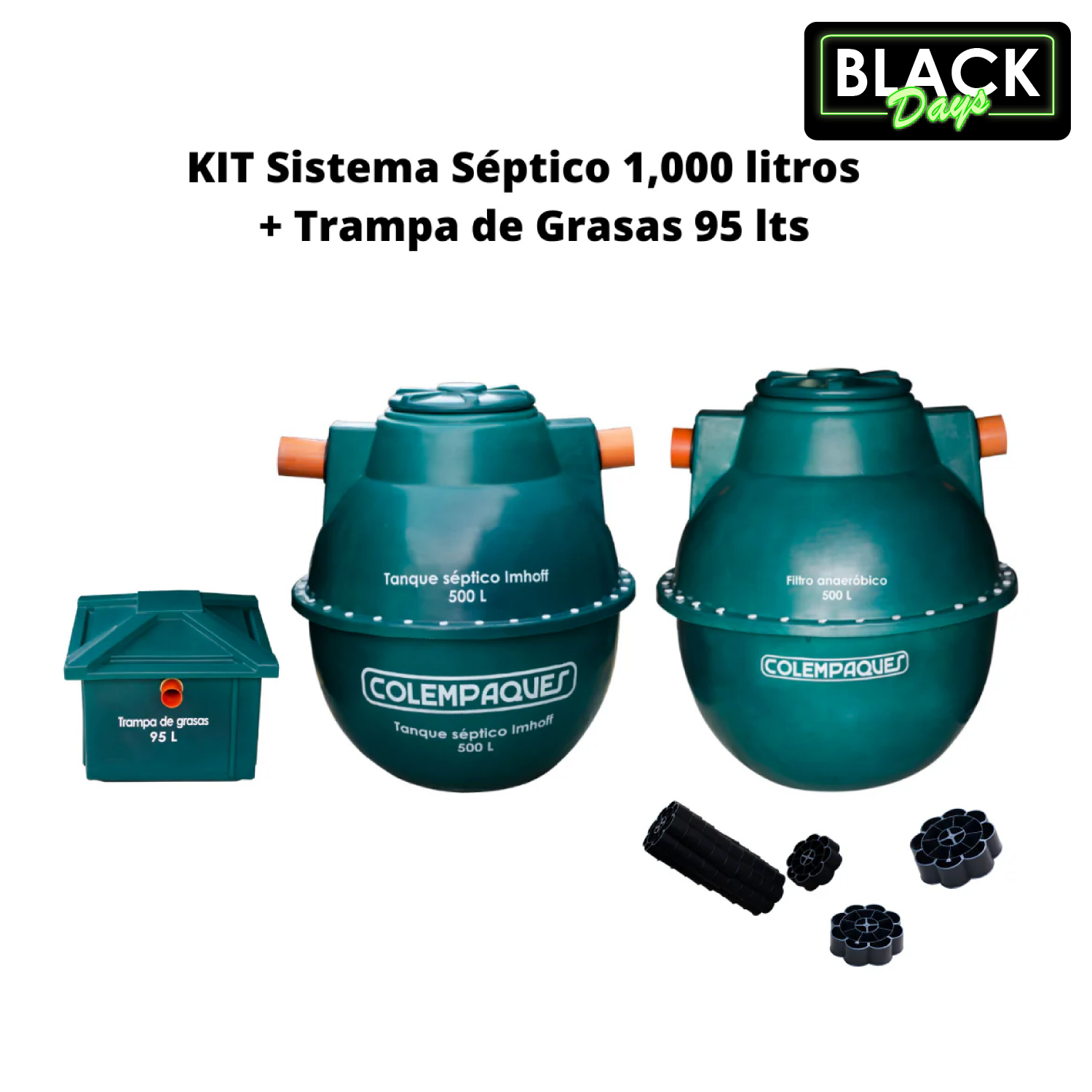 Kit: Sistema Septico Ovoide Modular 1.000 Litros + Trampa de 95 L