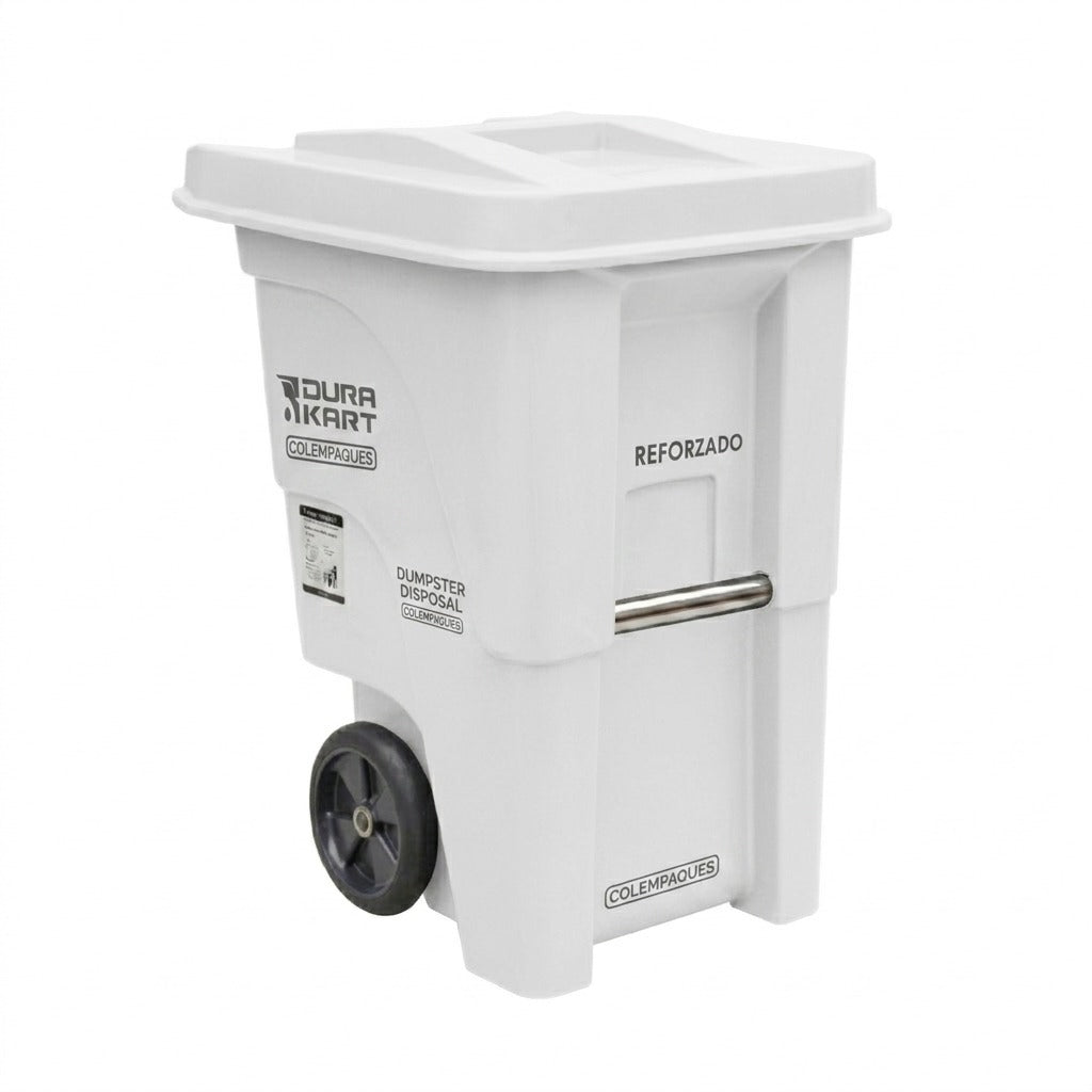 CARRO DURAKART REFORZADO COLEMPAQUES MACIZA 55 GAL TAPA PLANA PLAST.ADH.C.B BLANCO
