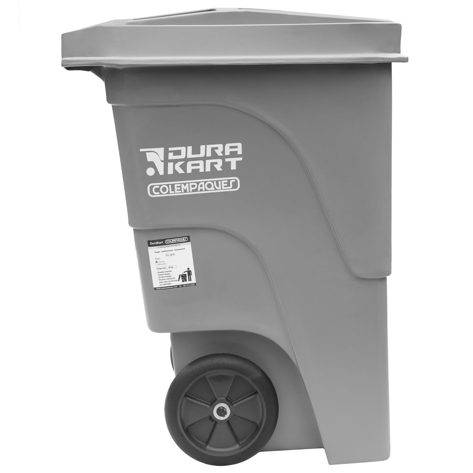 CARRO DURAKART COLEMPAQUES MACIZA 55 GAL TAPA GRIS ESPECIAL