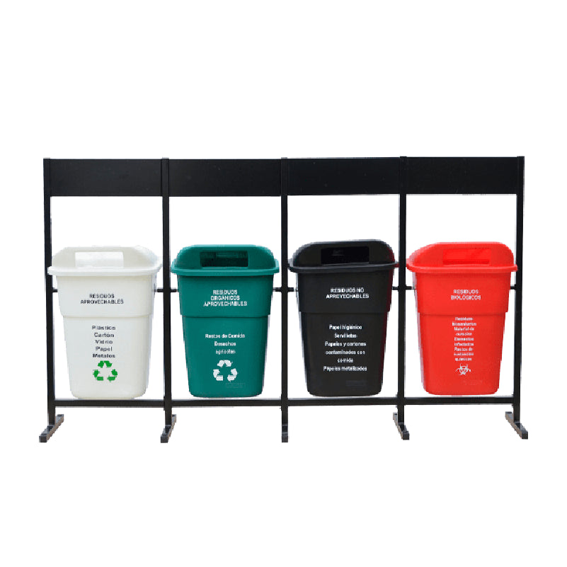 Recycling Station with Board x4 - 100 Liters