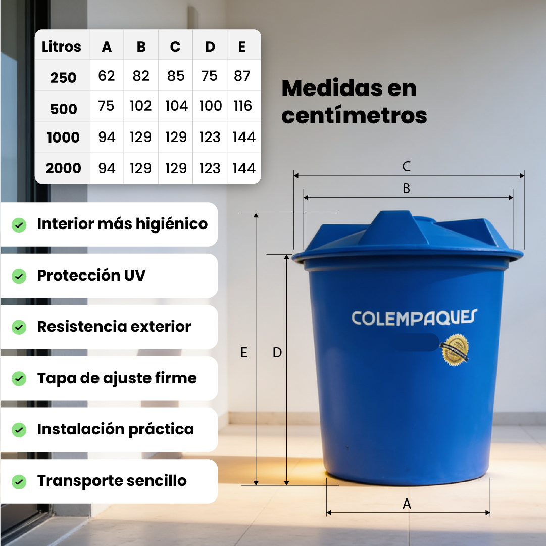 Tanque Tricapa Tankplast Cónico Azul (250L - 1.000L)